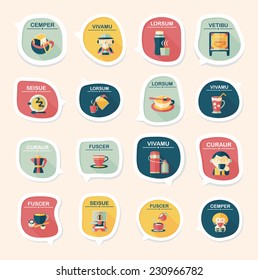 Coffee bubble speech flat banner design flat background set, eps10