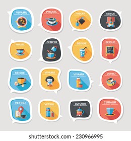 Coffee bubble speech flat banner design flat background set, eps10