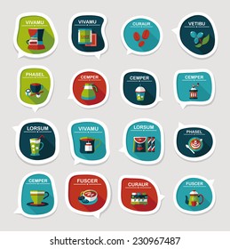 Coffee bubble speech flat banner design flat background set, eps10