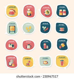 Coffee bubble speech flat banner design flat background set, eps10