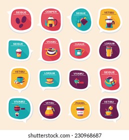 Coffee bubble speech flat banner design flat background set, eps10