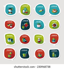 Coffee bubble speech flat banner design flat background set, eps10