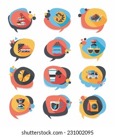 Coffee bubble speech flat banner design flat background set, eps10