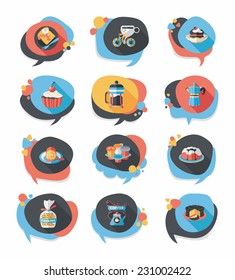 Coffee bubble speech flat banner design flat background set, eps10