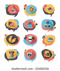 Coffee bubble speech flat banner design flat background set, eps10