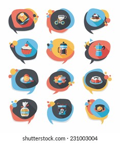 Coffee bubble speech flat banner design flat background set, eps10