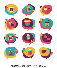 Coffee bubble speech flat banner design flat background set, eps10