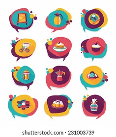 Coffee bubble speech flat banner design flat background set, eps10