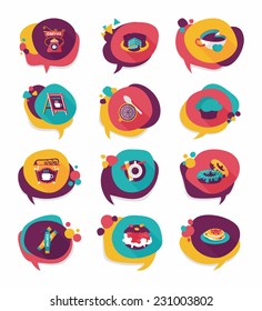 Coffee bubble speech flat banner design flat background set, eps10