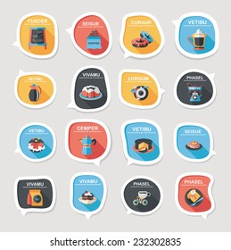 Coffee bubble speech flat banner design flat background set, eps10, dummy text