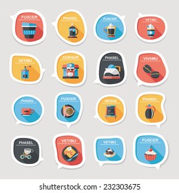 Coffee bubble speech flat banner design flat background set, eps10, dummy text