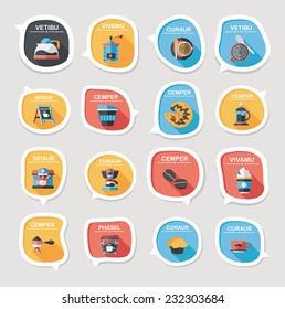 Coffee bubble speech flat banner design flat background set, eps10, dummy text
