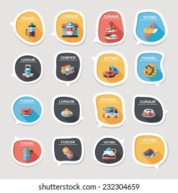 Coffee bubble speech flat banner design flat background set, eps10, dummy text