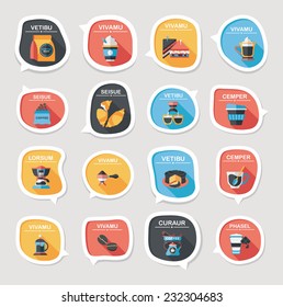 Coffee bubble speech flat banner design flat background set, eps10, dummy text