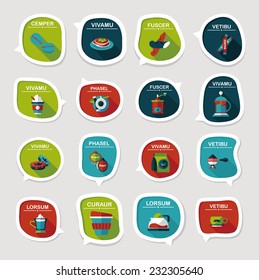 Coffee bubble speech flat banner design flat background set, eps10, dummy text