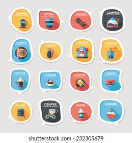 Coffee bubble speech flat banner design flat background set, eps10, dummy text