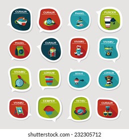 Coffee bubble speech flat banner design flat background set, eps10, dummy text