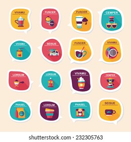 Coffee bubble speech flat banner design flat background set, eps10, dummy text
