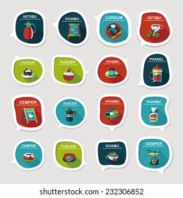 Coffee bubble speech flat banner design flat background set, eps10, dummy text