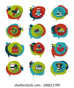 Coffee bubble speech flat banner design flat background set, eps10