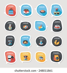 Coffee bubble speech flat banner design flat background set, eps10