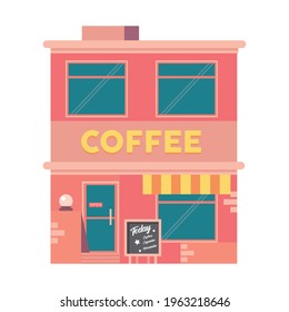 icono frontal de la fachada de la construcción de café