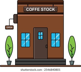 coffee building vector illustration design minimalist