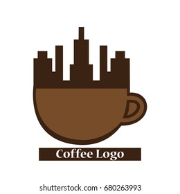 Coffee and building vector logo