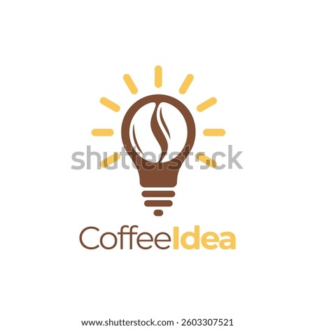 Coffee bulb logo design vector. Smart think coffee logo. Light bulb and cup logo vector. Coffee inside a bulb lamp design idea. Vector illustration.