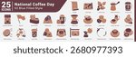 Coffee Bundle H25 V02, Icons covering global coffee traditions, brewing methods, and shop essentials—great for menus, marketing, or cultural storytelling. Dualtone style.