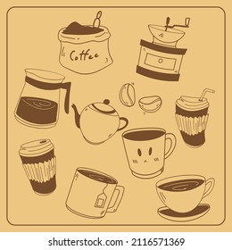 juego de bolsitas de café para el concepto de comida o bebida caliente