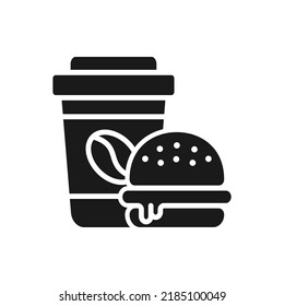 Coffee and burger. Food and beverage icon flat style isolated on white background. Vector illustration