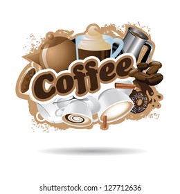 Coffee Burst EPS 8 vector, no open shapes or paths. Grouped for easy editing.