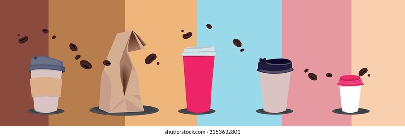 Coffee Business Concept-Female barista making coffee and serving a paper cup of hot coffee in cafe. Hand drawn in thin line style, vector illustrations. Vector illustration