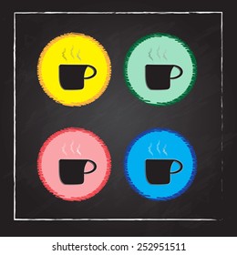Coffee button vector icon