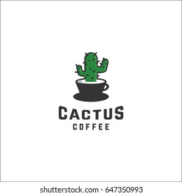 Coffee cactus Logo Template Design Vector