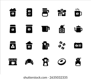 Coffee and Cafe Black Fill Icon for Restaurant Background Requirement.