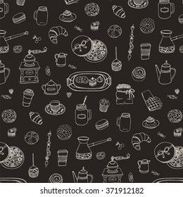 coffee cafe breakfast food and drink line pattern