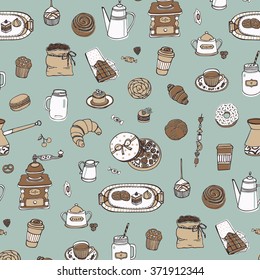 coffee cafe breakfast food and drink pattern