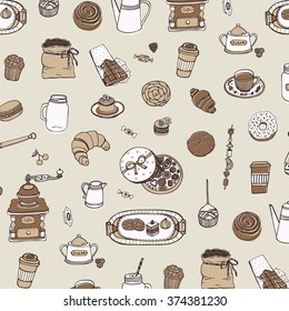 coffee cafe breakfast food and drink pattern