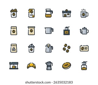 Coffee and Cafe Colored Icon.for User Interface