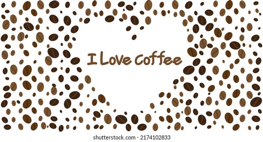 Coffee and Cafe concept decoration background. I love Coffee graphic decoration with Coffee beans. Vector illustration.