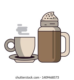 coffee cafe concept coffee shop elements hot drinks cartoon vector illustration graphic design