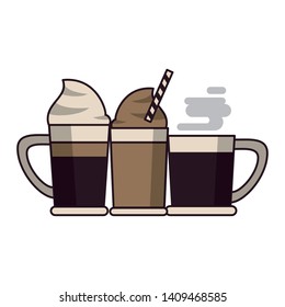 coffee cafe concept coffee shop elements hot drinks cartoon vector illustration graphic design