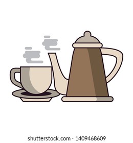 coffee cafe concept coffee shop elements hot drinks cartoon vector illustration graphic design