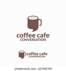 Coffee Cafe Conversation Logo Designs Template, Coffee Chat Logo Designs Template