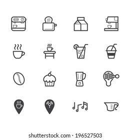 coffee cafe element vector black icon set on white background