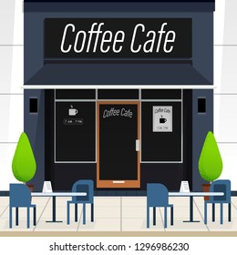 coffee cafe front. valentine date. vector.