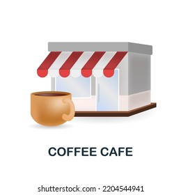 Coffee Cafe icon. 3d illustration from coffee collection. Creative Coffee Cafe 3d icon for web design, templates, infographics and more
