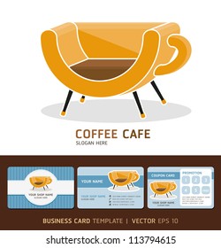 Coffee cafe icon logo and business cards design. Vector illustration. EPS 10